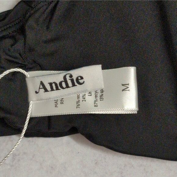 Andie Belmar Top Black Bikini Swimwear Bathing Suit Twisted V Neck Size M New - Picture 5 of 10
